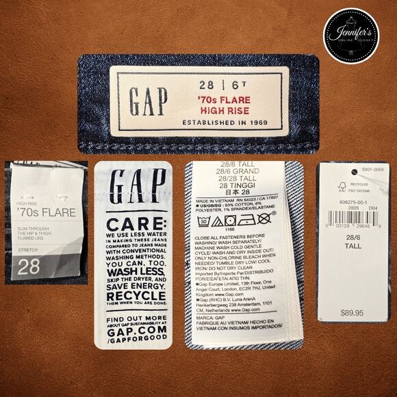 Gap NEW Women's High Rise 70's Flare Western Chaps Denim Trouser Size 6T/28 - Picture 8 of 10